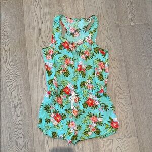 Ripskirt Hawaii Floral Jumpsuit - Aqua and Pink